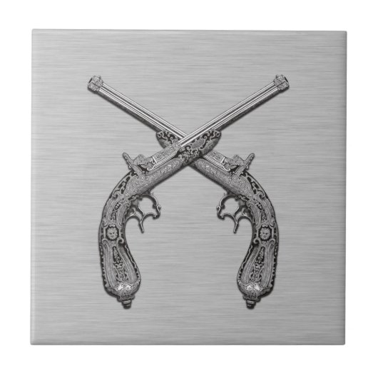 Dueling Antiek Pistolen grijs Tegeltje (Voorkant)