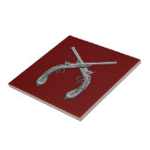 Dueling Antiek Pistolen Maroon Tegeltje (Zijkant)