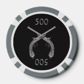 Dueling Pistols Zilver en Zwart Pokerchips (Achterkant)