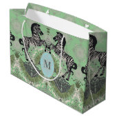 Dueling Zebra Monogram Groot Cadeauzakje (Achterkant Gekanteld)