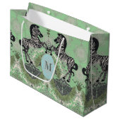 Dueling Zebra Monogram Groot Cadeauzakje (Voorkant Gekanteld)