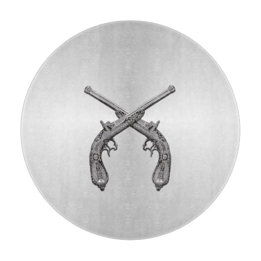 Duelpistolen Zilver Snijplank (Voorkant)