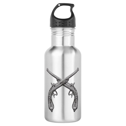 Duelpistolen Zilver Waterfles (Voorkant)