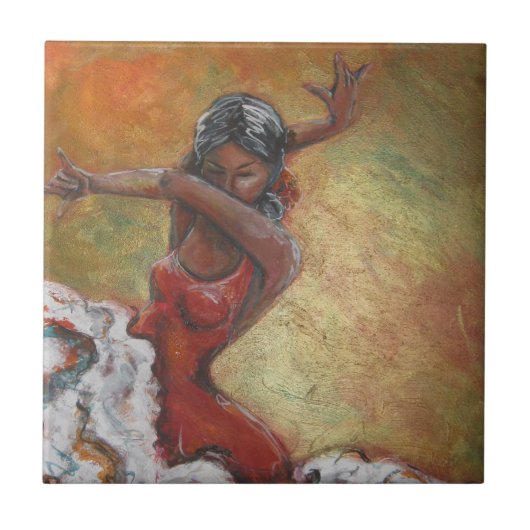 Duende Flamenco Dancer Ceramic Tile Tegeltje (Voorkant)