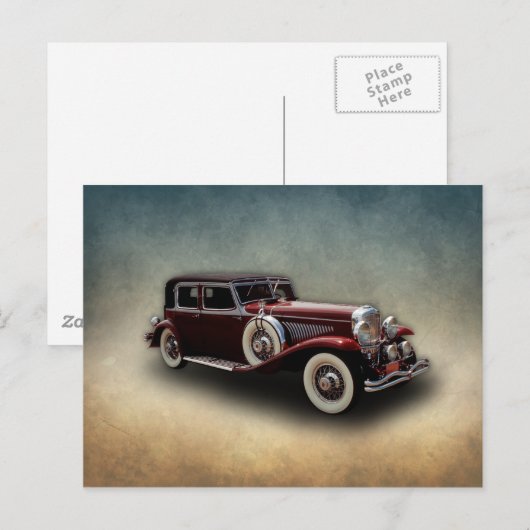 Duesenberg (Duesy) Model J Classic Car Briefkaart (Voorkant / Achterkant)