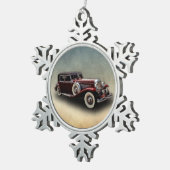 Duesenberg (Duesy) Model J Klassieke auto Tin Sneeuwvlok Ornament (Rechts)