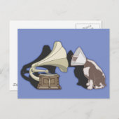 Duet - Dog & Gramophone Briefkaart (Voorkant / Achterkant)