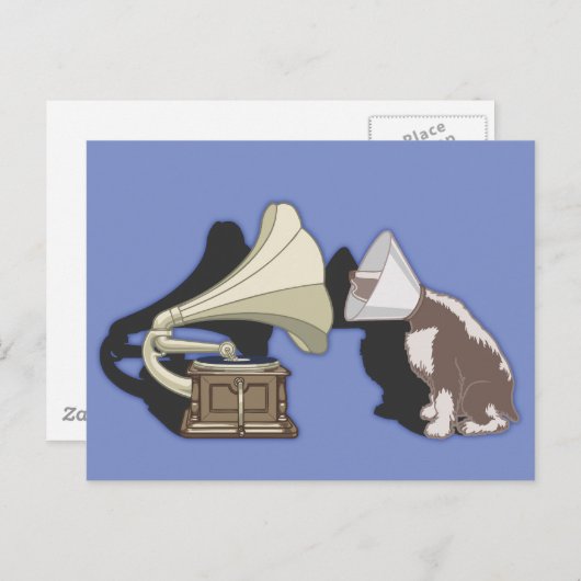 Duet - Dog & Gramophone Briefkaart (Voorkant / Achterkant)
