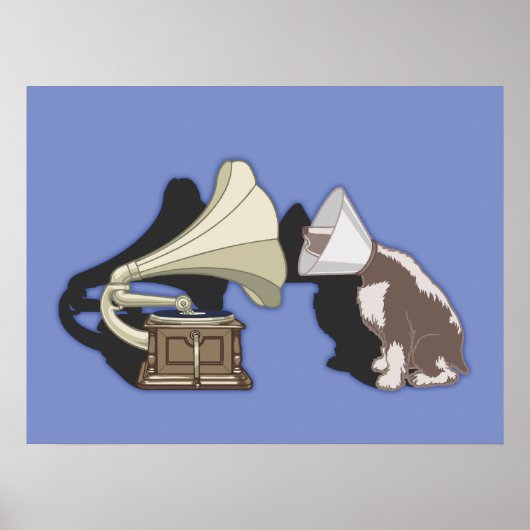 Duet - Dog & Gramophone Poster (Voorkant)