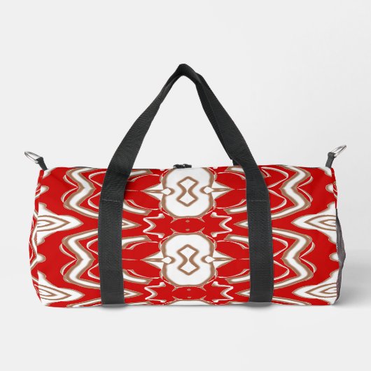 Duffel Bag, Een modern rood & wit stijlvol patroon Plunjezak (Voorkant)
