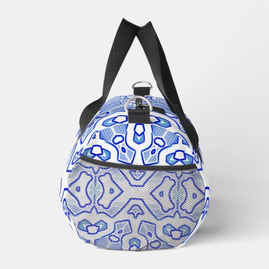 Duffel Bag, Modern blauw & wit klassiek design Plunjezak (Rechts)