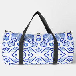Duffel Bag, Modern blauw & wit klassiek design Plunjezak