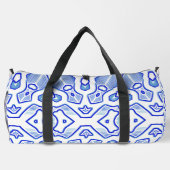 Duffel Bag, Modern blauw & wit klassiek design Plunjezak (Achterkant)