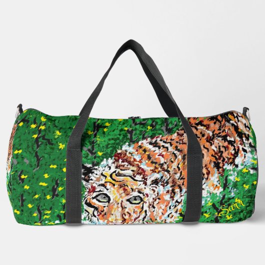 Duffel Bag: Tijger op de vlucht Plunjezak (Voorkant)