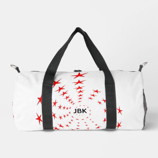 Duffle Bag - Spirals of Red Stars and Initials Plunjezak