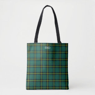 Duffy Clan Tartan Green Pset Monogram Tote Bag