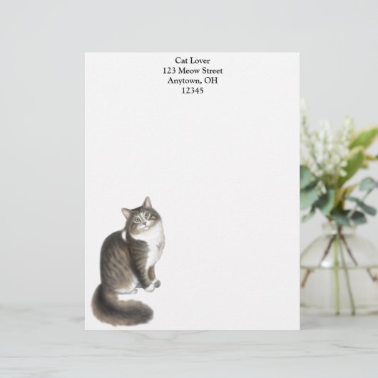 Duffy de Maine Coon Cat Letterhead Custom Briefhoofd (Staand voorkant)