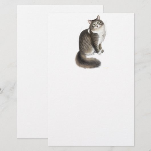 Duffy de Maine Coon Cat Stationery Briefpapier (Voorkant / Achterkant)