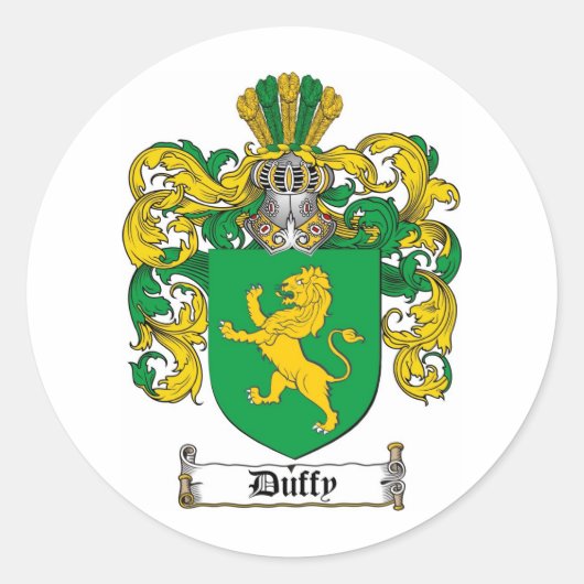 DUFFY FAMILY CREST - DUFFY COAT OF ARMS RONDE STICKER (Voorkant)