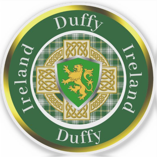 Duffy Shield & Celtic Cross gepersonaliseerd Sticker (Voorkant)