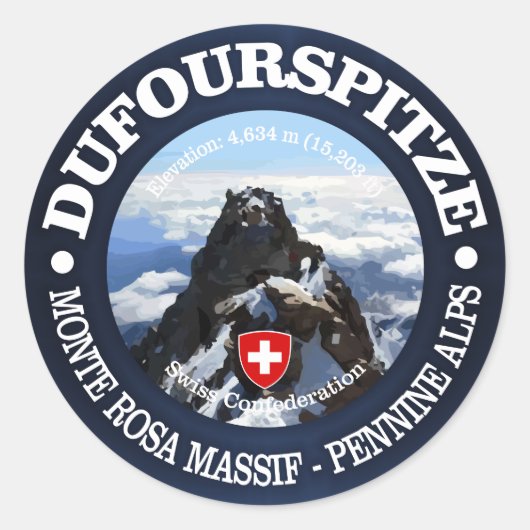 Dufourspitze Ronde Sticker (Voorkant)