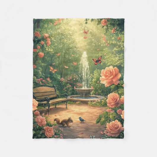 Duftender Rosengarten mit Springbrunnen Fleece Deken (Voorkant)