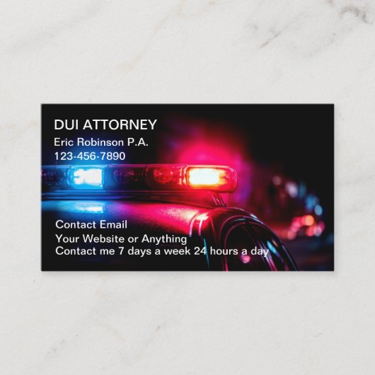 DUI Attorney Modern Police Car Theme Visitekaartje (Voorkant)