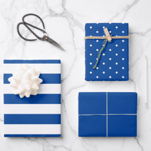 Duidelijk Blauw Polka Dot Breed Gestreept en Stevi Inpakpapier Vel