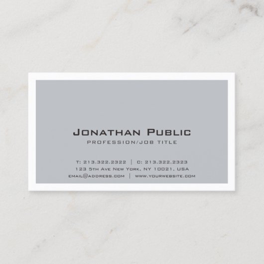 Duidelijk Creatief Grijs Wit Ontwerp Modern Elegan Visitekaartje (Voorkant)