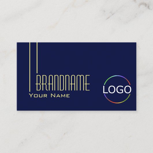 Duidelijk donker indigo blauw met Logo en stijlvol Visitekaartje (Voorkant)