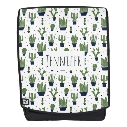 Duidelijk donkergroen cactus woestijnpatroon rugtassen (Voorkant)
