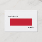 Duidelijk Eenvoudig Rood Wit Minimalistisch Modern Visitekaartje (Voorkant)