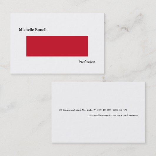 Duidelijk Eenvoudig Rood Wit Minimalistisch Modern Visitekaartje (Voorkant / Achterkant)