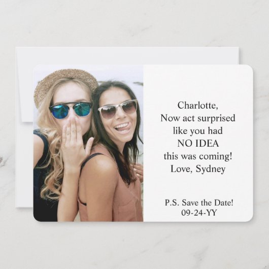 Duidelijk gemaakt van het voorstel van Honor Bride Kaart (Achterkant)