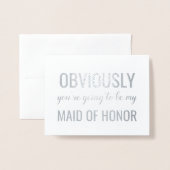 Duidelijk | Grappig bruidsmeisje of bruidsmeisje Folie Kaarten (Voorkant met envelop)