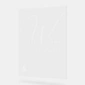 Duidelijk kalligrafisch Welkom op onze bruiloft te Acryl Bord (Hoek)