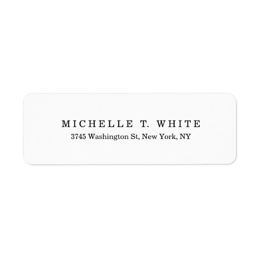 Duidelijk Klassiek Zwart Wit Minimalist Etiket (Voorkant)