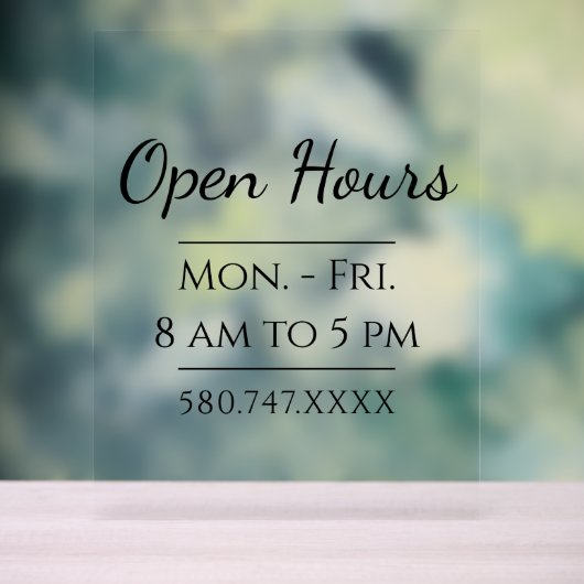 Duidelijk klein bedrijfsuren teken acryl bord (Neutraal)