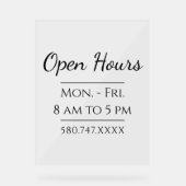 Duidelijk klein bedrijfsuren teken acryl bord (Voorkant)