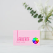 Duidelijk Licht Baby Roze met Logo Eenvoudig en Mo Visitekaartje (Staand voorkant)