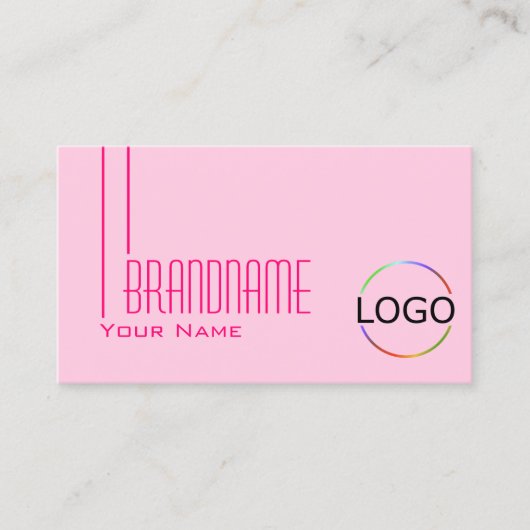 Duidelijk Licht Baby Roze met Logo en Eenvoudige F Visitekaartje (Voorkant)