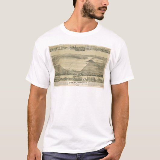 Duidelijk meer, CA. Panoramische kaart (0289A) T-shirt (Voorkant)