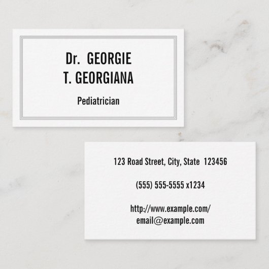  & Duidelijk Pediatrician Visitekaartje (Voorkant / Achterkant)