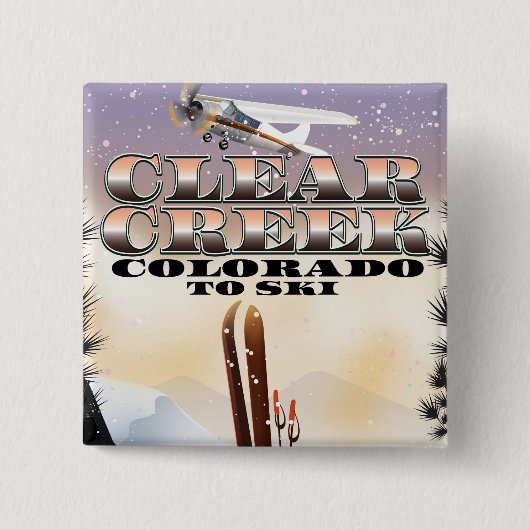 Duidelijk poster, Colorado Ski. Vierkante Button 5,1 Cm (Voorkant)