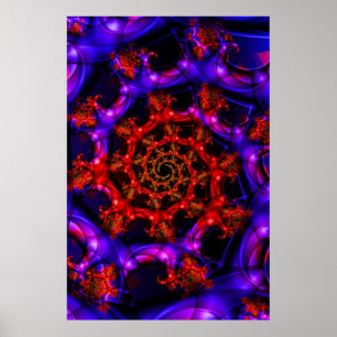 Duidelijk   Rood- en blauw fractal art Poster