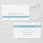 Duidelijk Wit Eenvoudig Aqua Stripe Minimaal Conta Visitekaartje (Voorkant / Achterkant)