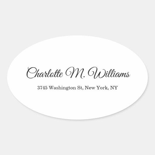 Duidelijk Wit Minimalistisch Professioneel Modern Ovale Sticker (Voorkant)