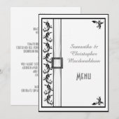 Duidelijk zwart en wit kant bruiloft menu (Voorkant / Achterkant)