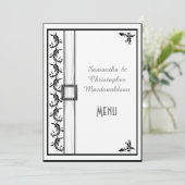 Duidelijk zwart en wit kant bruiloft menu (Staand voorkant)