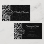 Duidelijk zwart en zilveren damast visitekaartje (Voorkant / Achterkant)